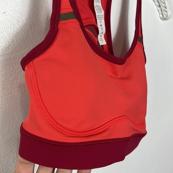 Lululemon Sweaty or Not Bra II Women's 2 Alarming Cranberry Coral Red Strappy - Picture 9 of 13